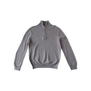 Polo Ralph Lauren Pima Cotton Quarter-Zip Sweater - Men's Medium - Heather Grey